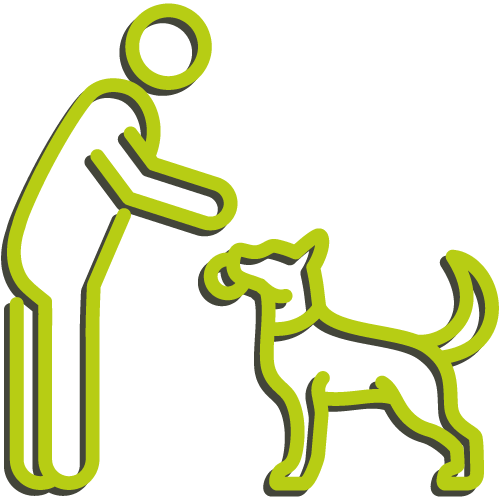 Hundetraining Franken - Startseite, Symbol Hund bringt Mensch Ball