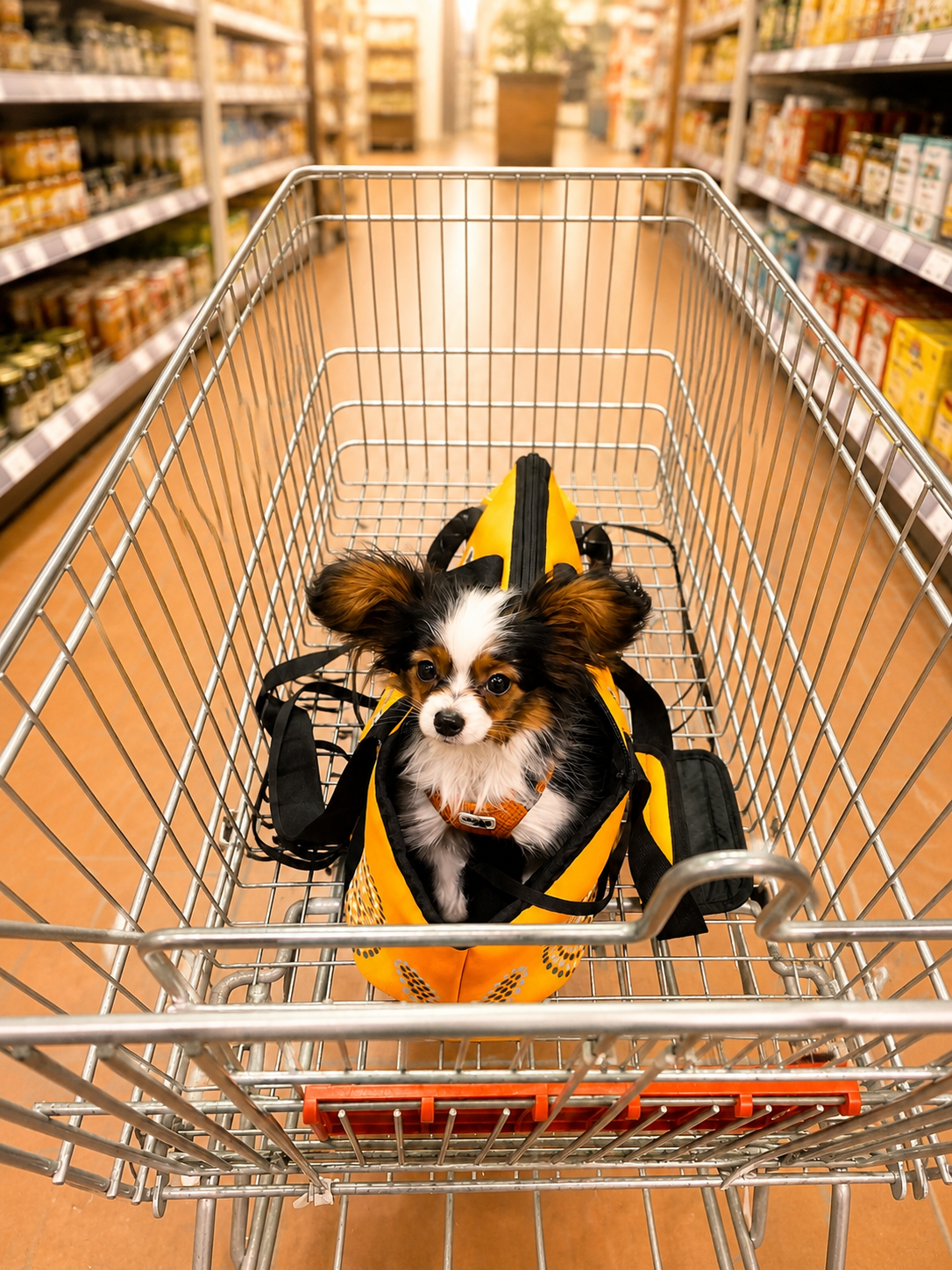 Einkaufen mit kleinem Hund